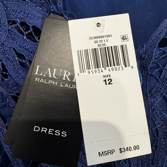 Lauren Ralph Lauren Blue Lace Maxi Dress – Size 12 – NWT - Picture 6 of 9